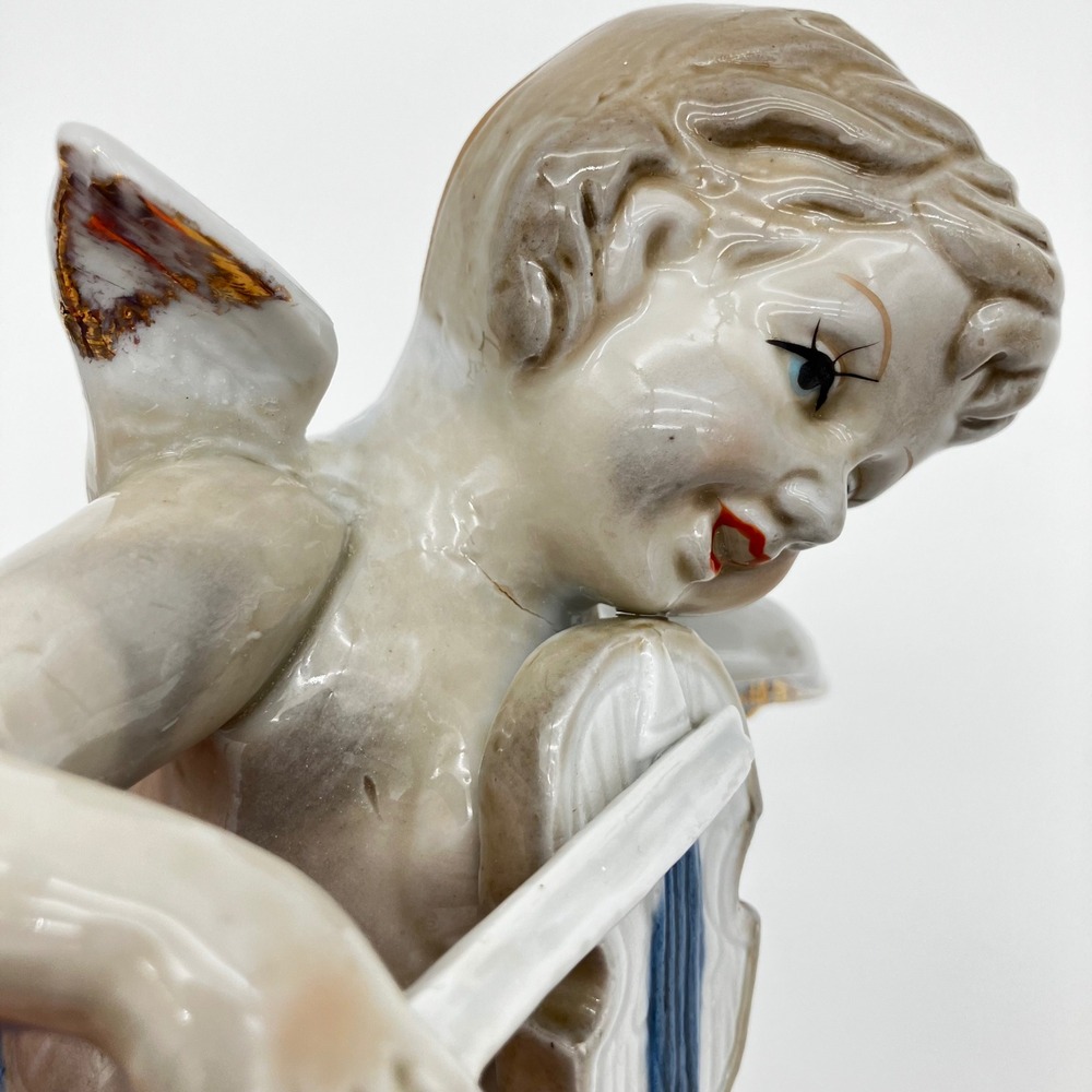 Vintage Goebel Hummel Ceramic Flying Cherub Wall Plaque Angel Violin AS IS - Picture 3 of 15
